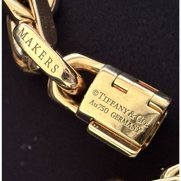 NEW Tiffany Co SOLID 18k Rose Gold Makers Heavy Chain Bracelet Sz LARGE Receipt* - Picture 2 of 16